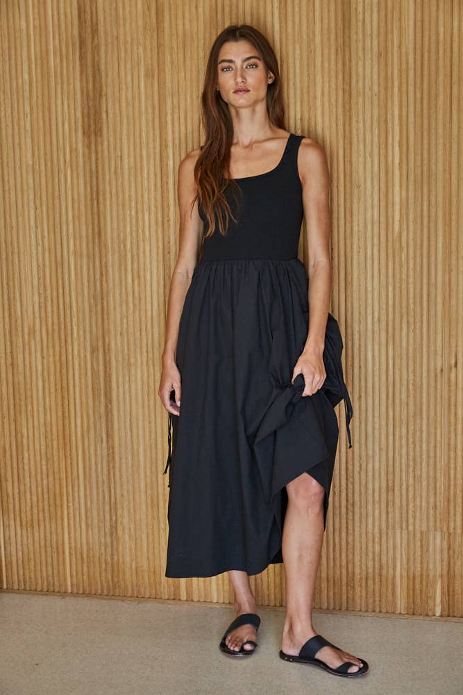 Cotton Poplin Skirt Bodice Midi Dress