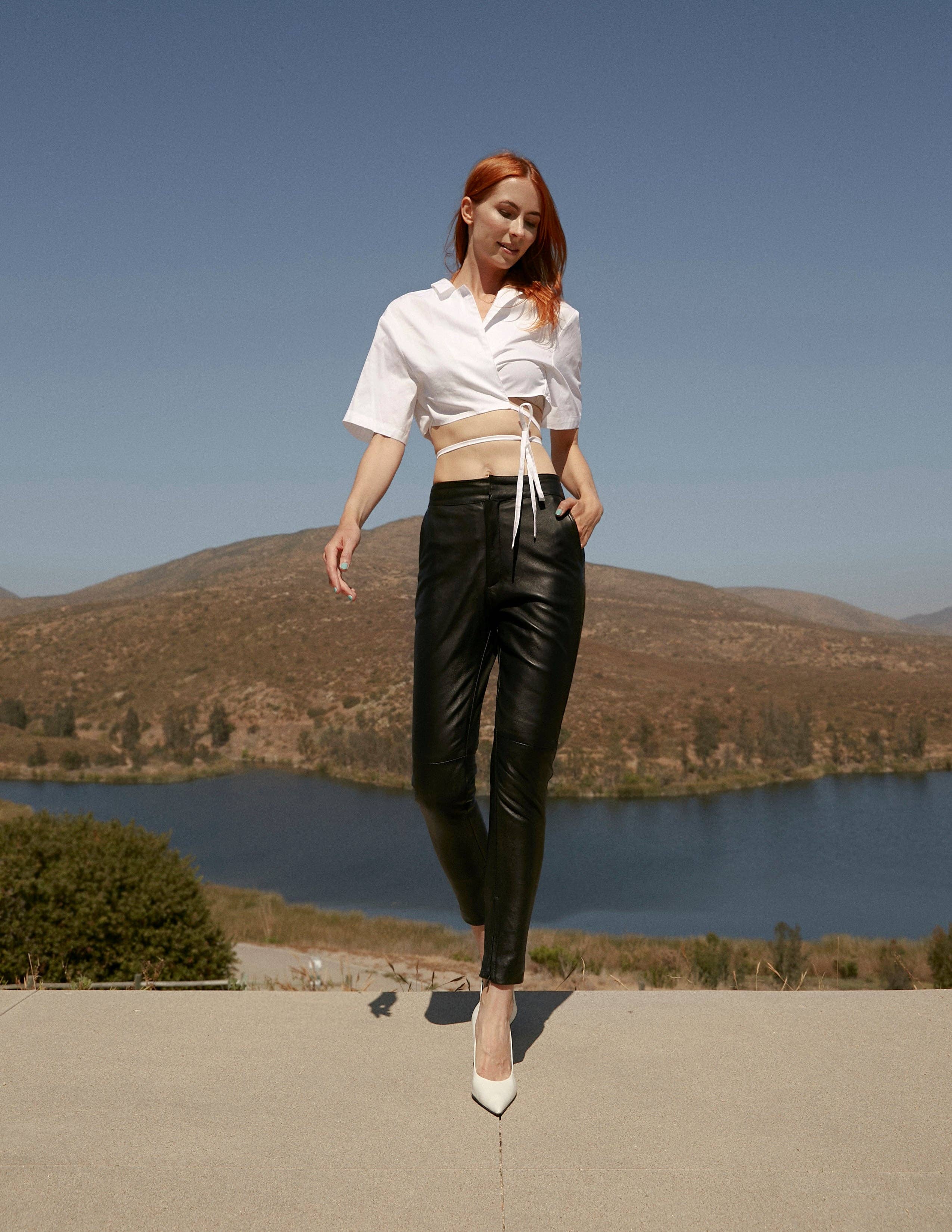 Bone Genuine Leather Slim Pant