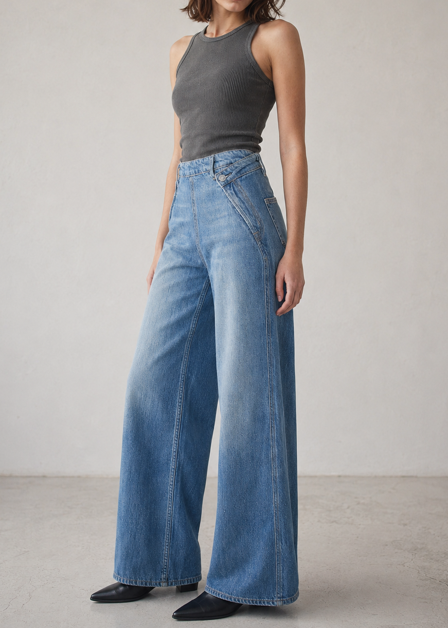 High Waisted Wide Leg Jean