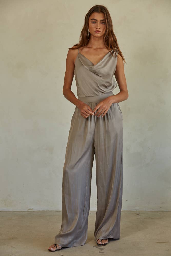 Satin Cowl Neck Jumpsuit