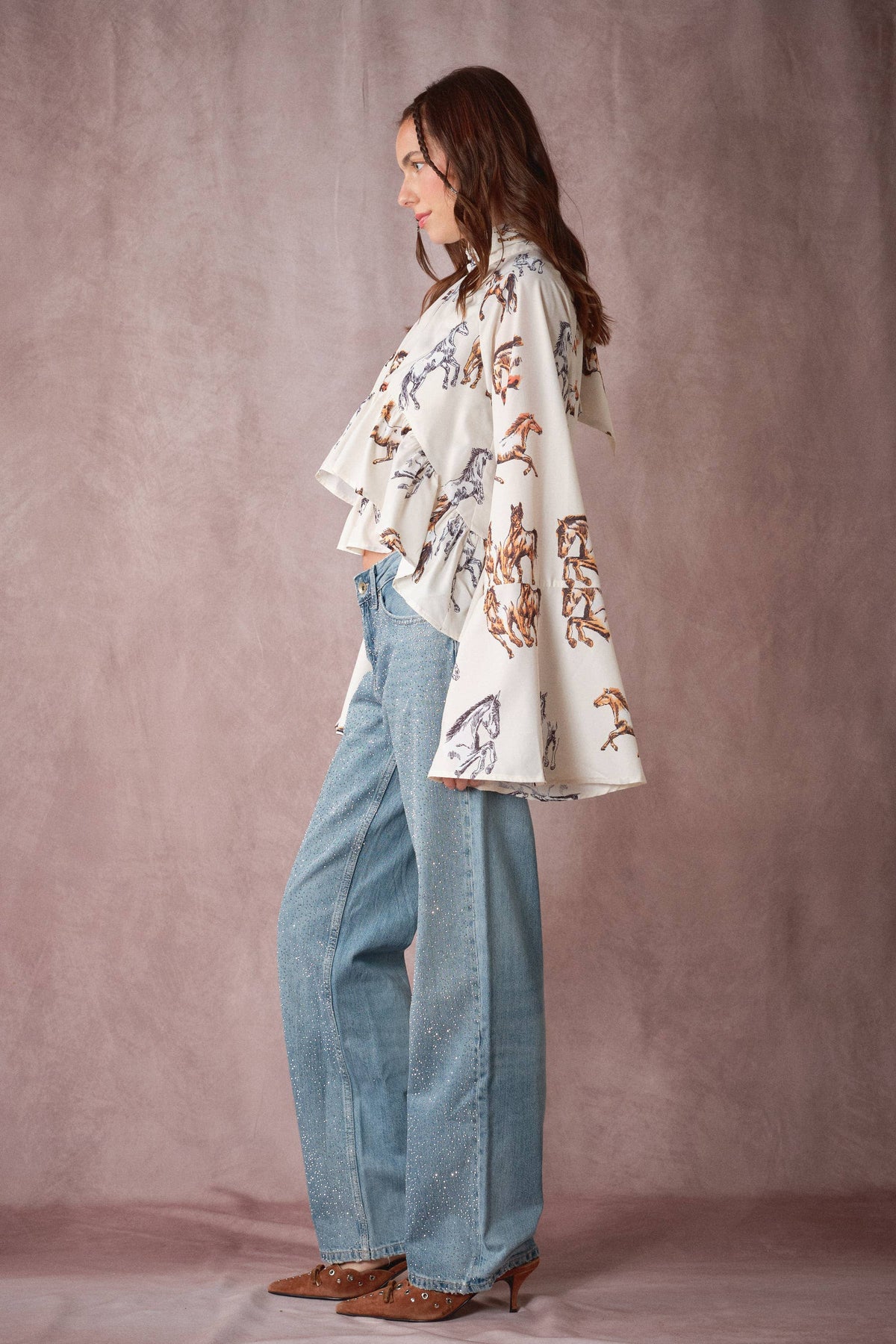 High Neck Ruffle Top