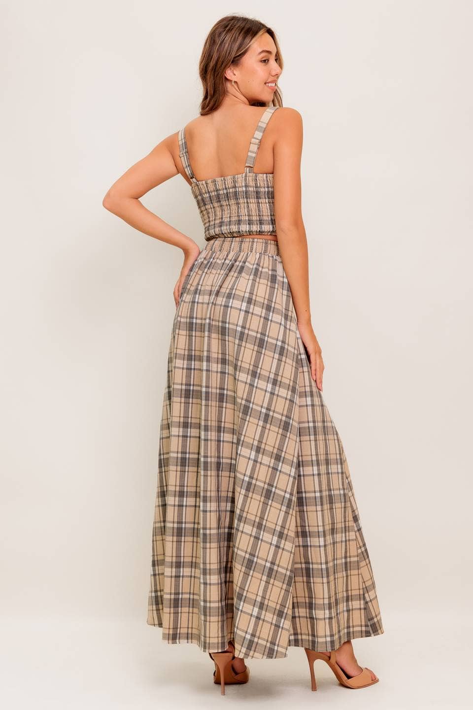 Woven Plaid Skirt Set