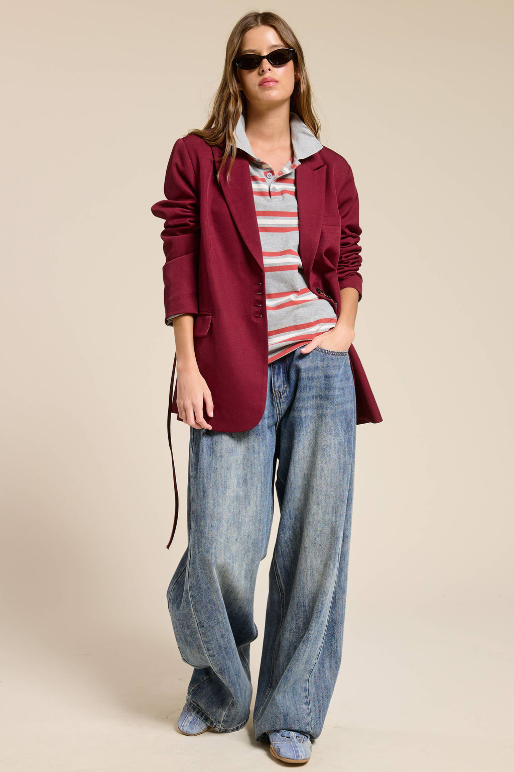 Adjustable Tie Back Blazer Jacket