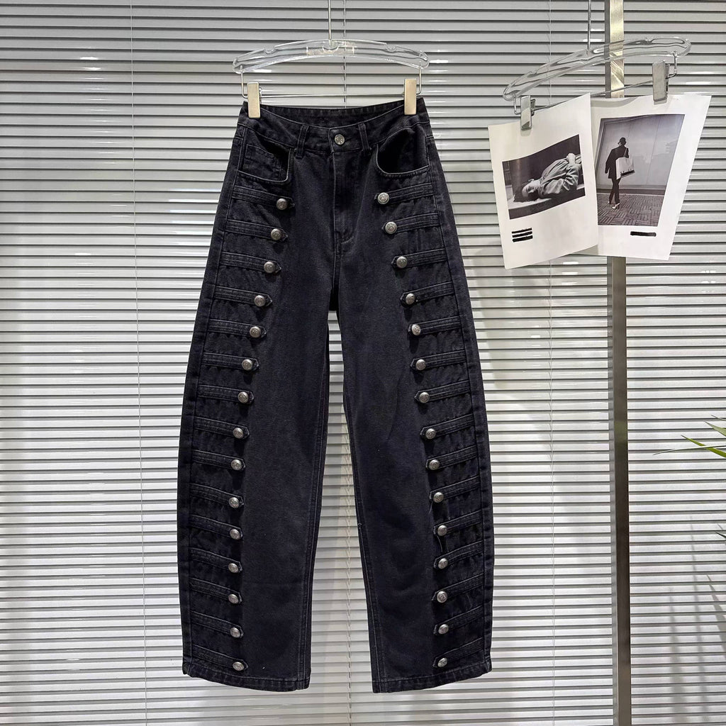 Vintage Button Detail Jeans