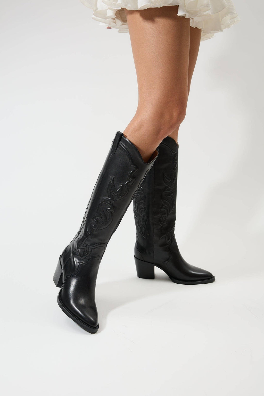 Genuine Calf Leather Western Chic Boots