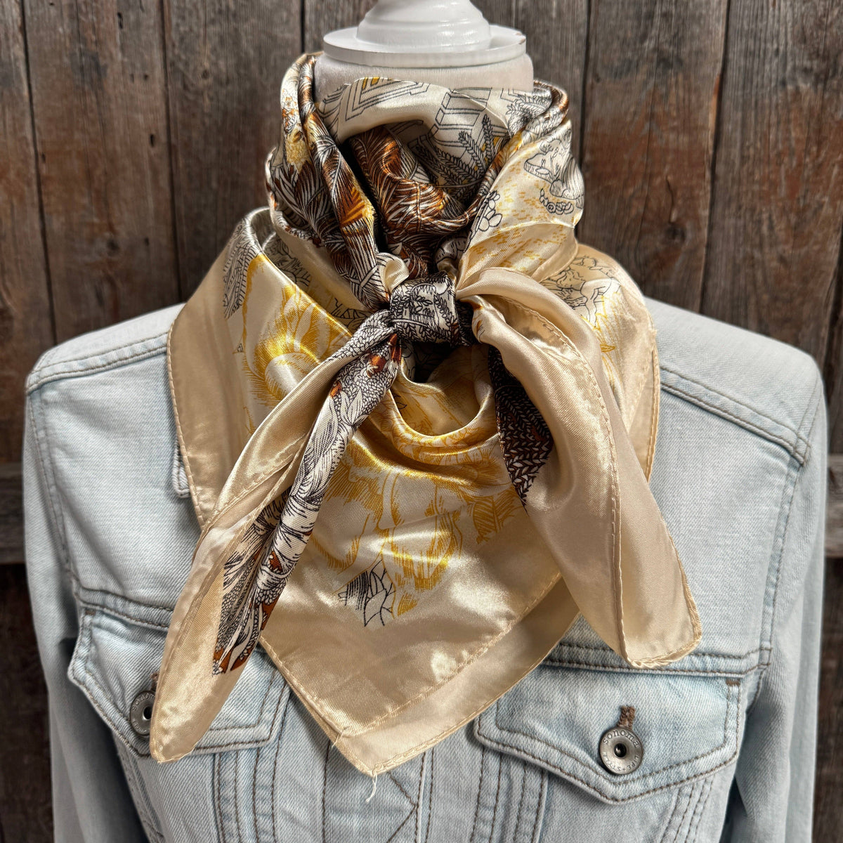 Brown and Tan Leaf Wild Rag - Western Scarf