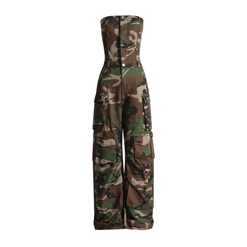 Camo Strapless Jumpsuit