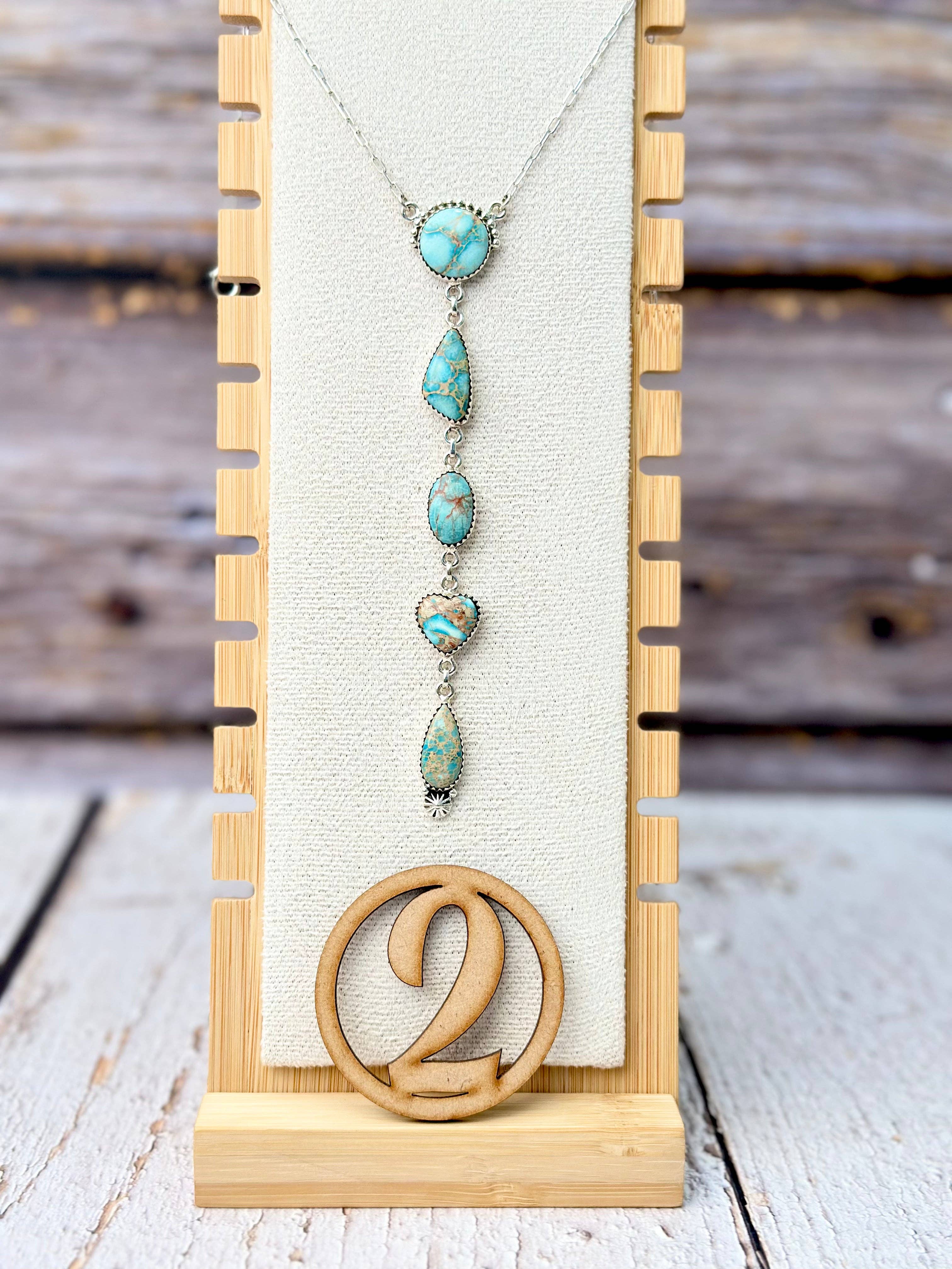 Sterling Silver and Stone Drop Necklace