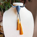 Longhorn Bolo Storm Blue with Olive Green & Golden Yellow
