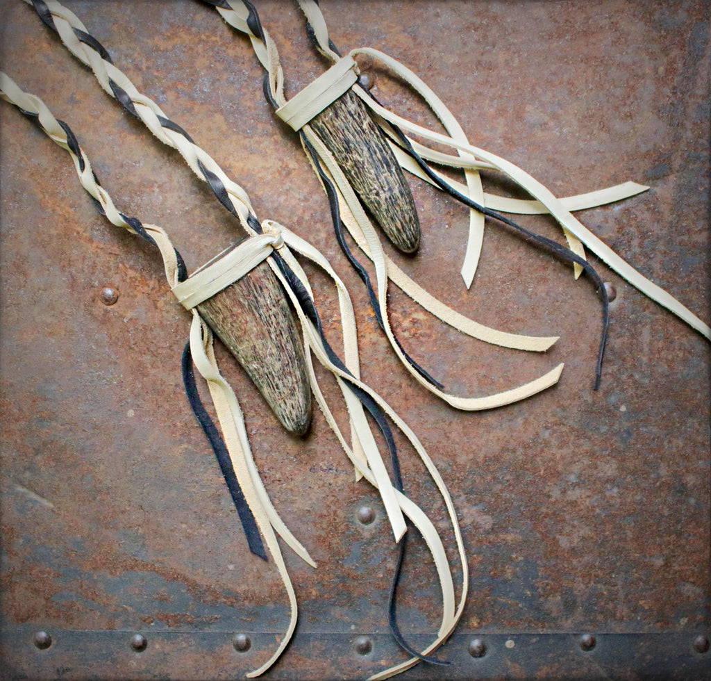 Buffalo Horn Necklace - Cream, Real Horn, Braided Necklace