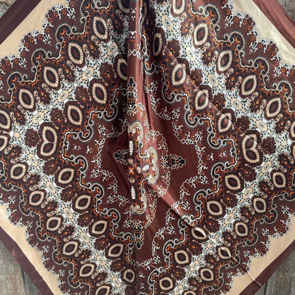 Brown and Tan Paisley Wild Rag - Western Scarf