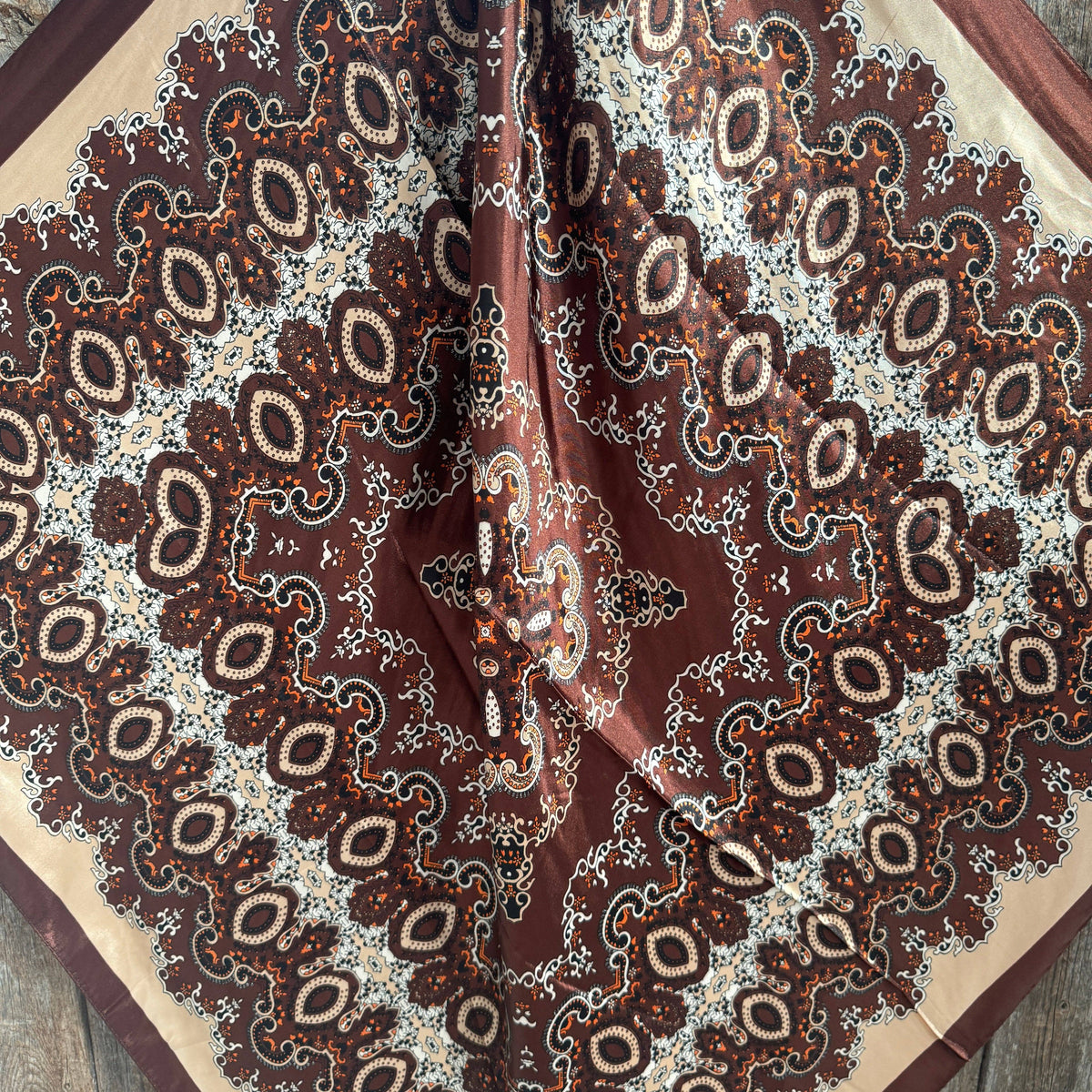 Brown and Tan Paisley Wild Rag - Western Scarf