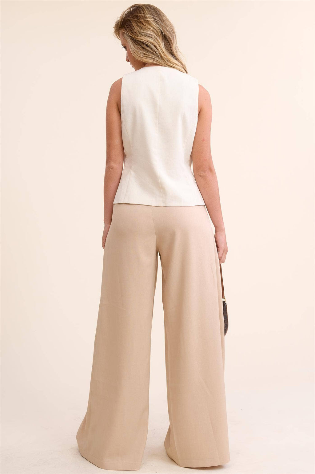 Trendy Low Waist  Wide Leg Pleated Trouser Pants