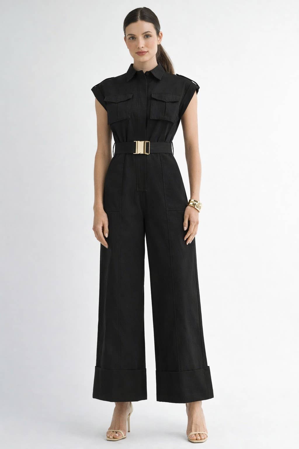 Structured Utility Belted Jumpsuit