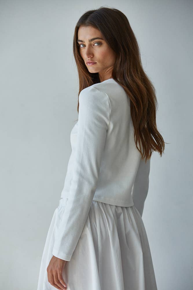 Knit Ribbed 3/4 Sleeve Cardigan