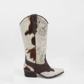 Nirvana Western Cowboy Women's Boots in White/Brown Leather