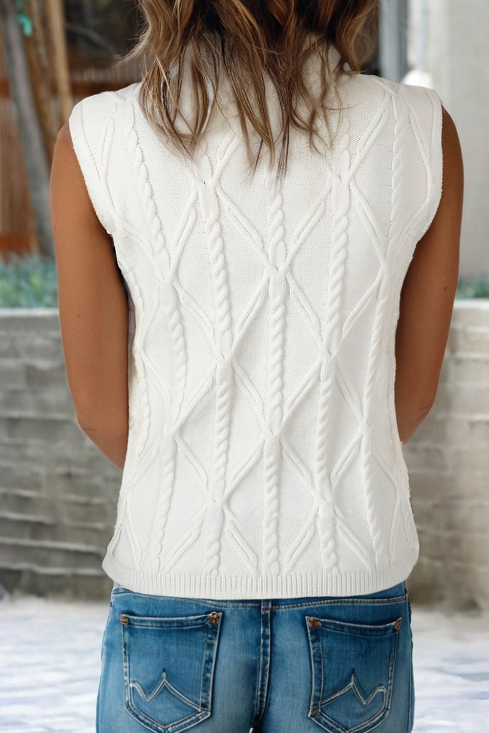 Pearled High Neck Knit Sweater