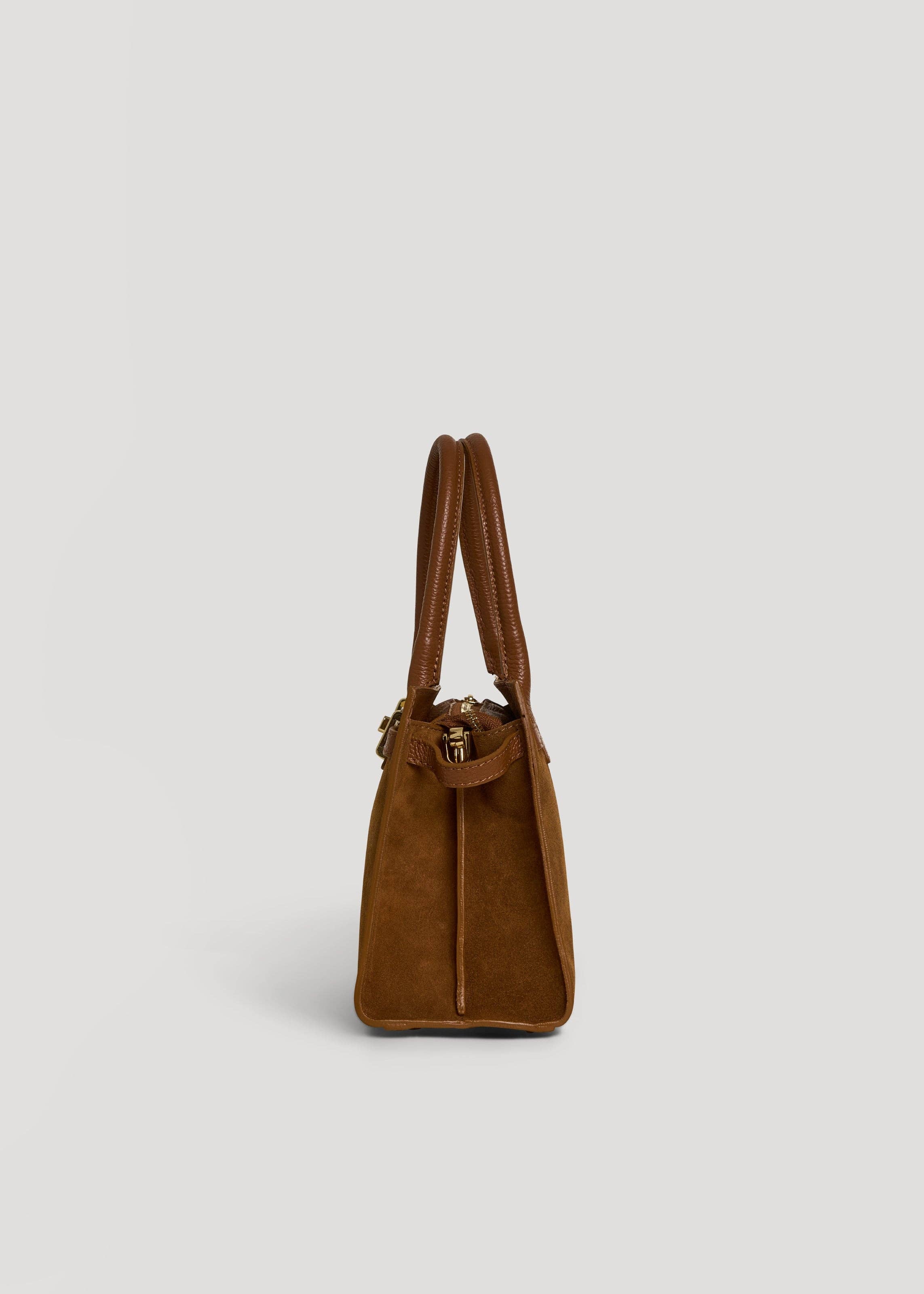 Grace Bag in Tan Suede and Togo Leather