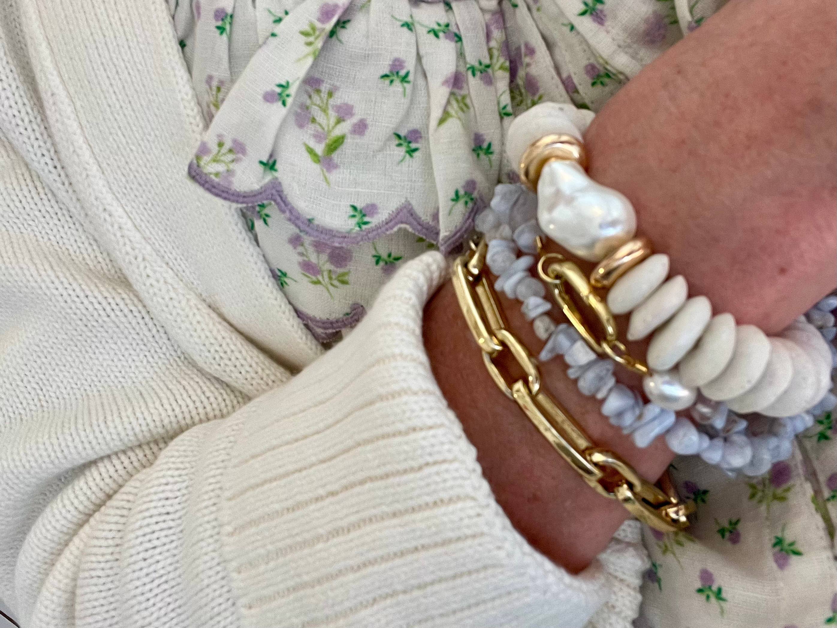 Seaglass and Pearl Bracelet 