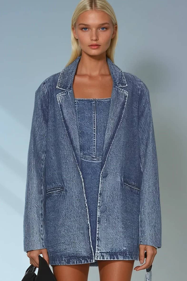 Go Retro Fringed Denim Blazer