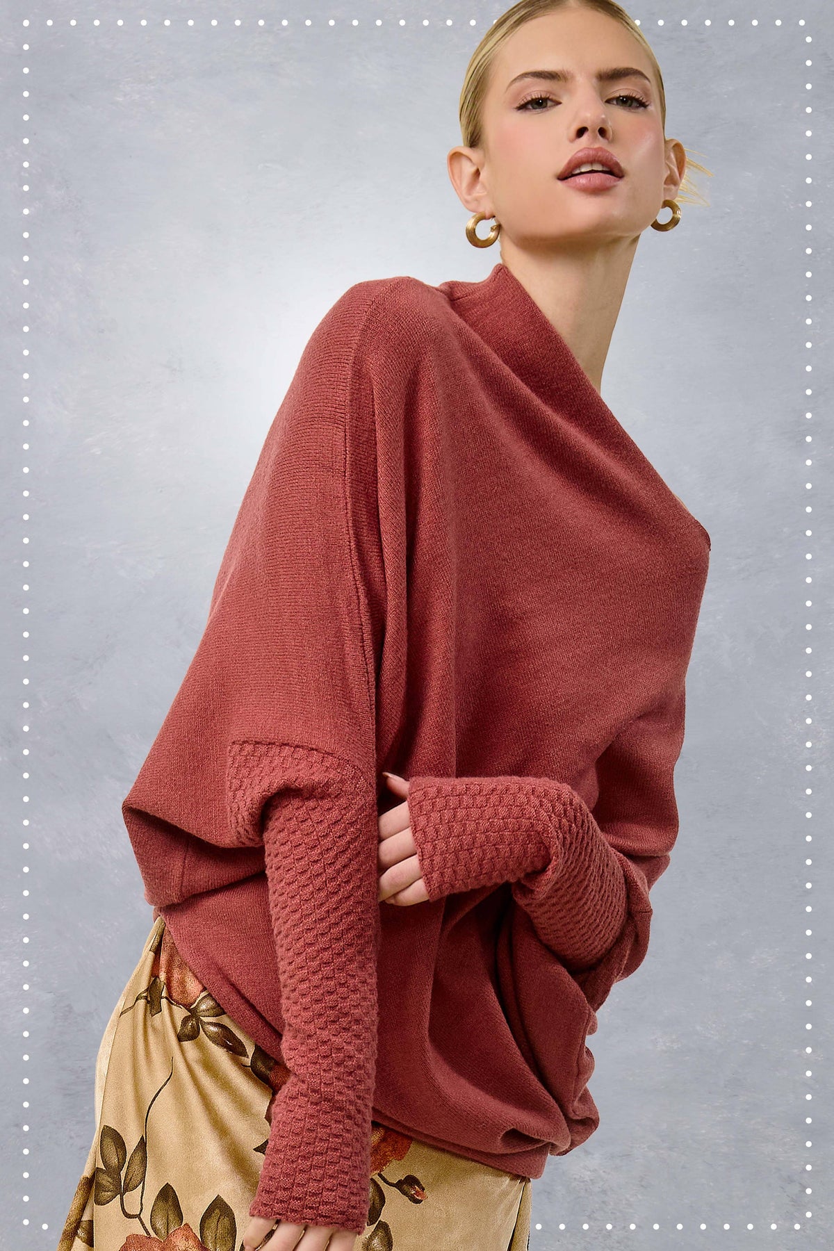 JES3621-Asymmetrical Off-Shoulder Sweater Fall Christmas