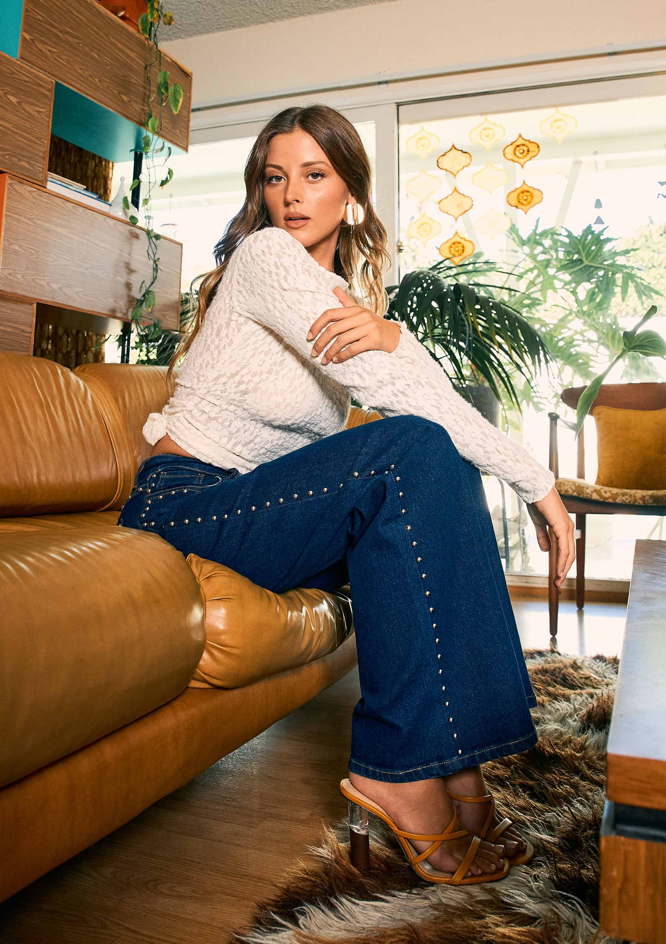 Stud Wide Leg Jeans