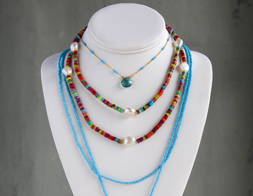 Mambo Long Necklace in Turquoise