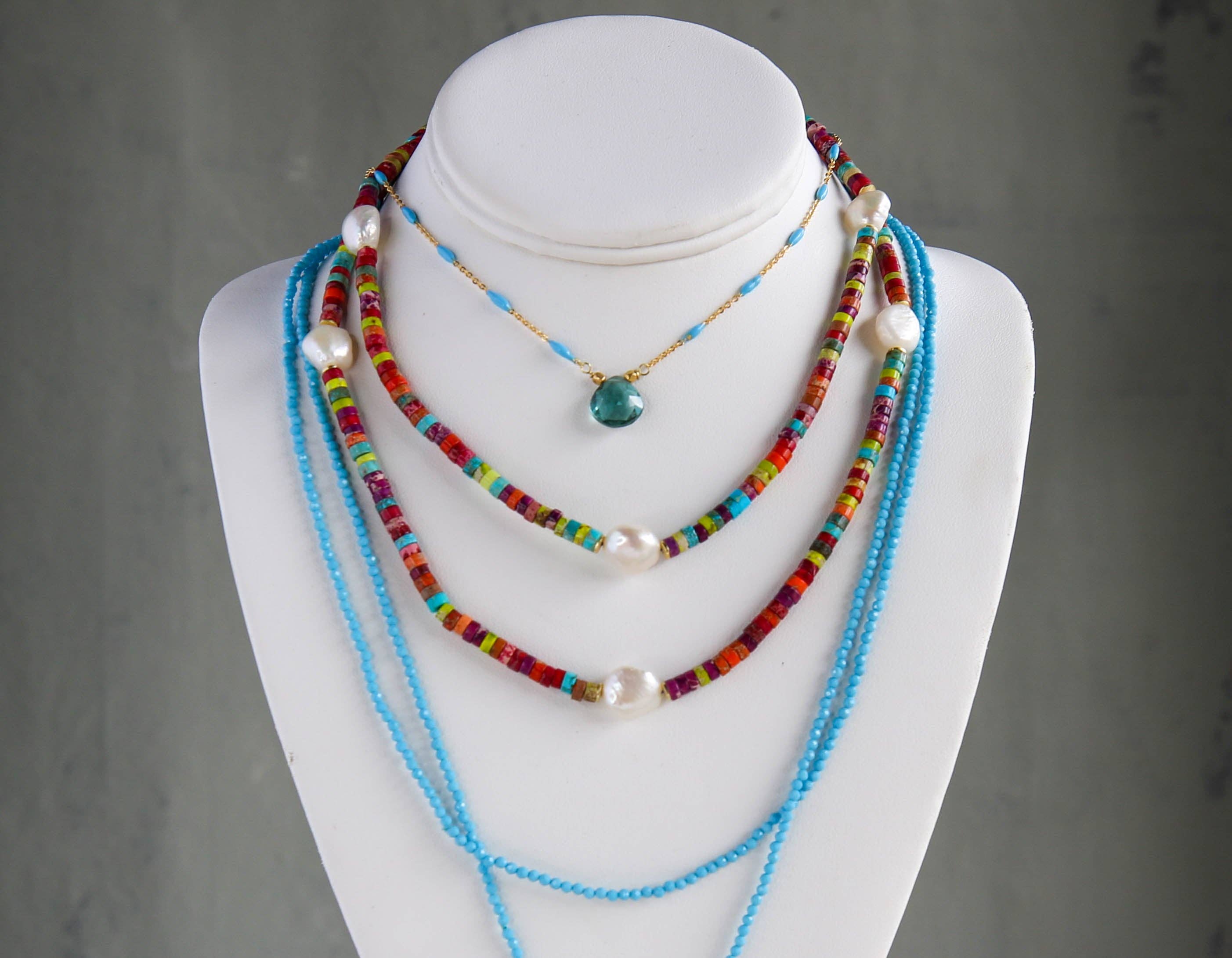 Mambo Long Necklace in Turquoise