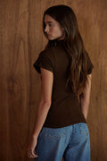 L10212 | Knit Mock Neck Short Sleeve Pullover