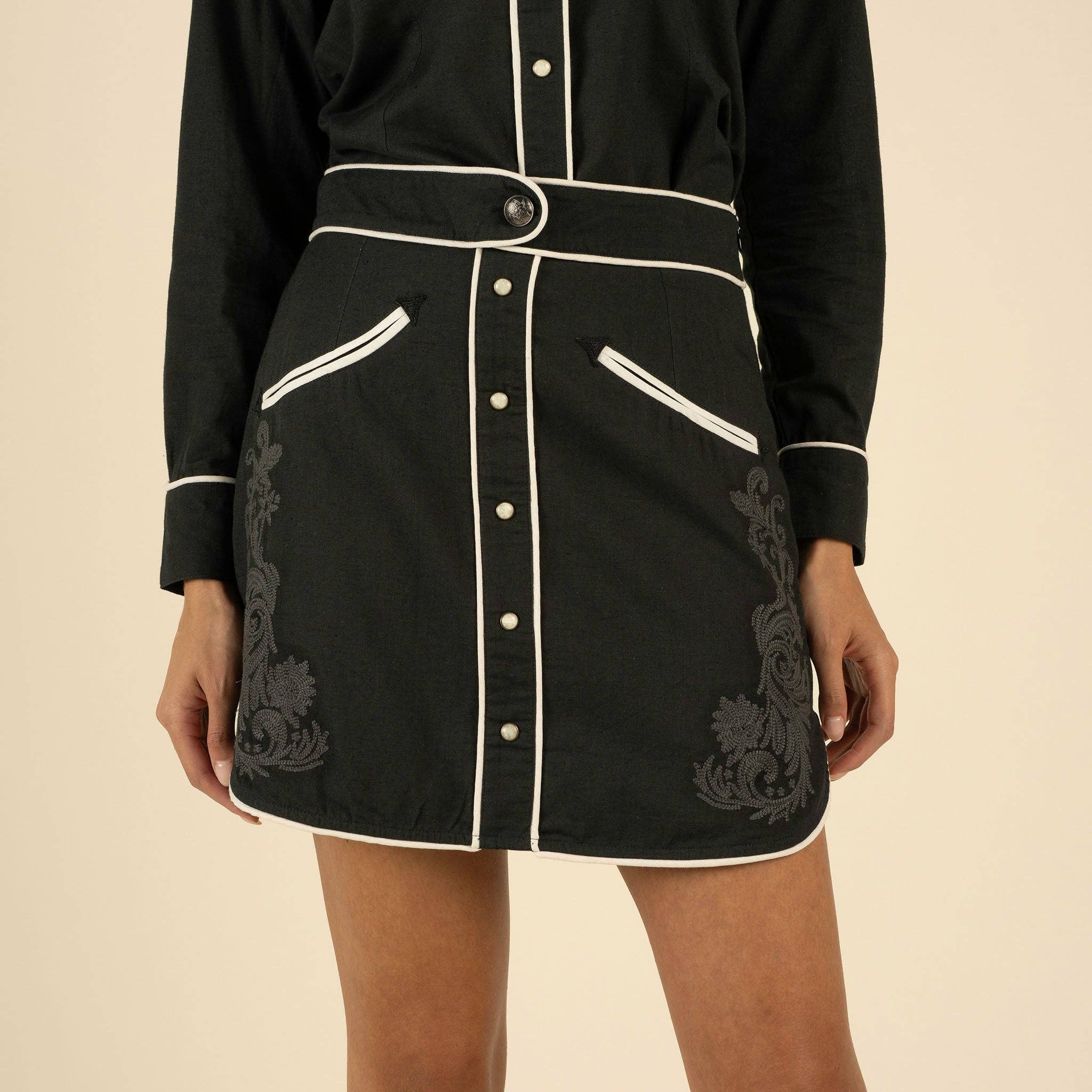 Calamity Pearl Snap Skirt