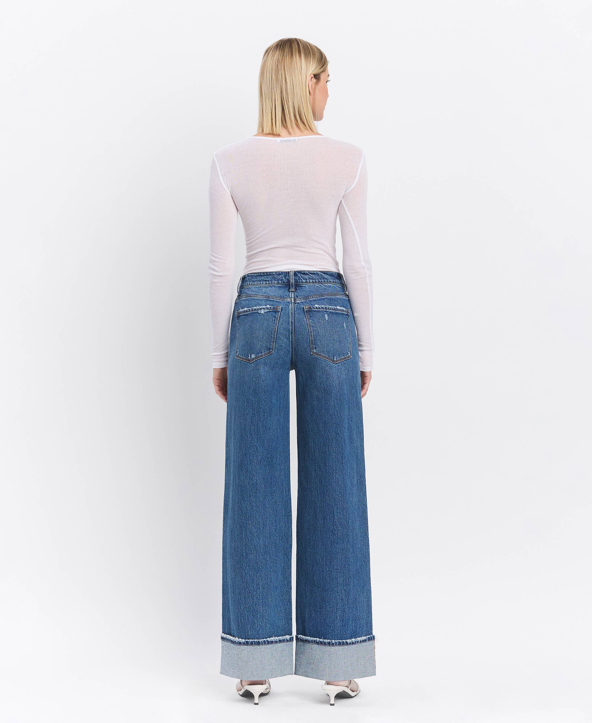 Julia Cuffed Wide Leg Rigid Denim by Vervet