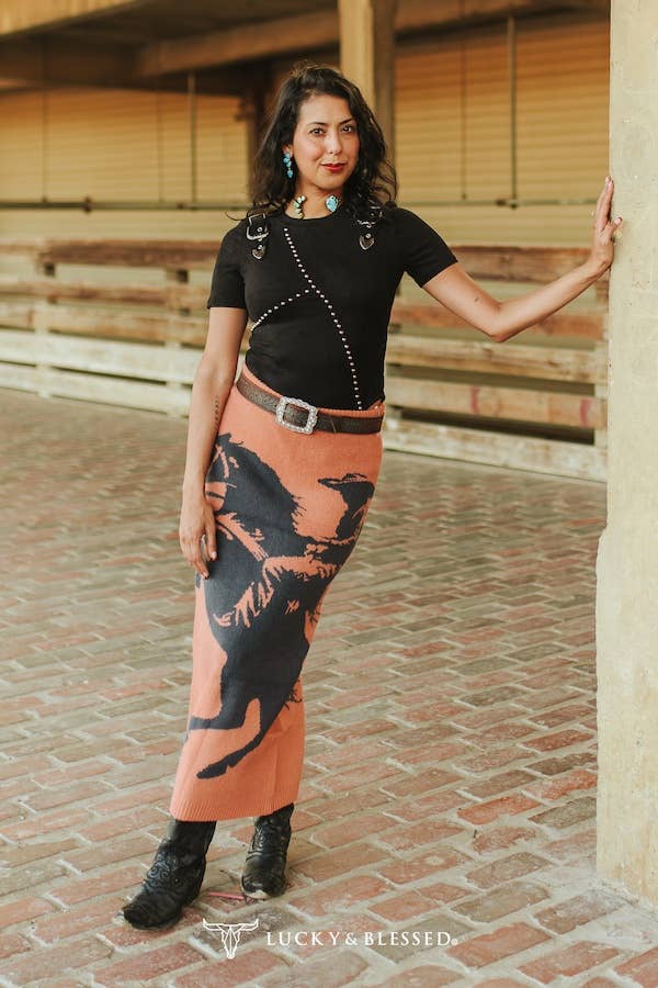 Cowboy Knit Long Tube Skirt
