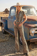 LEOPARD PRINT DENIM JUIMPSUIT