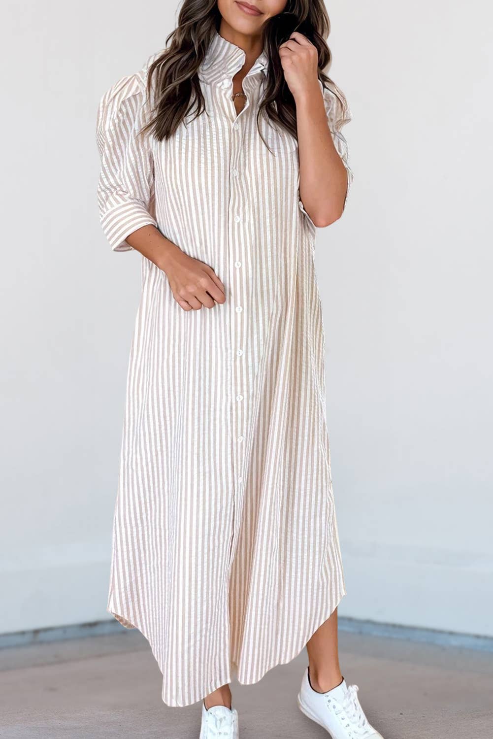Collared Shirt Maxi Dress