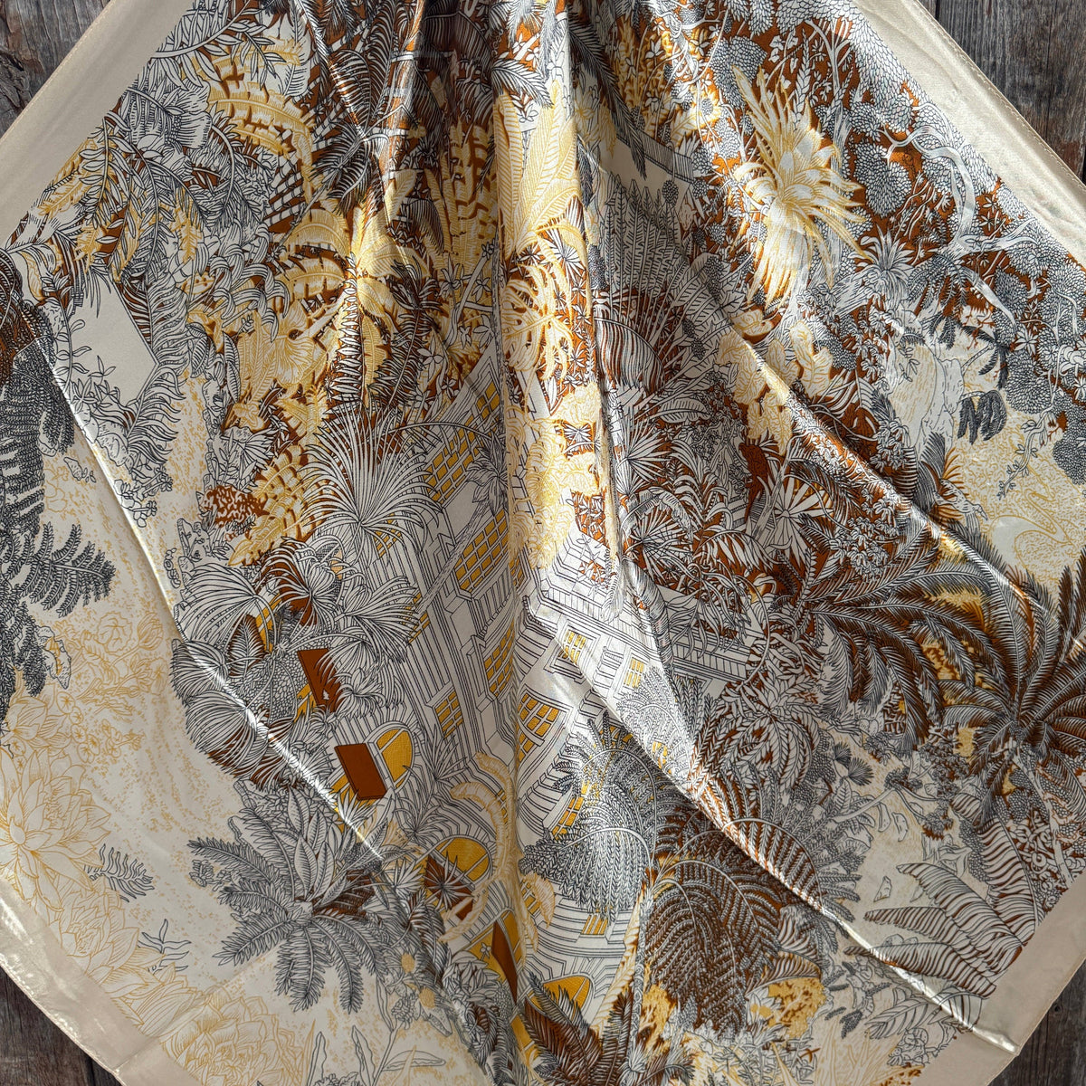 Brown and Tan Leaf Wild Rag - Western Scarf
