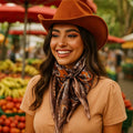 35X35" Orange and Tan Paisley Wild Rag / Scarf