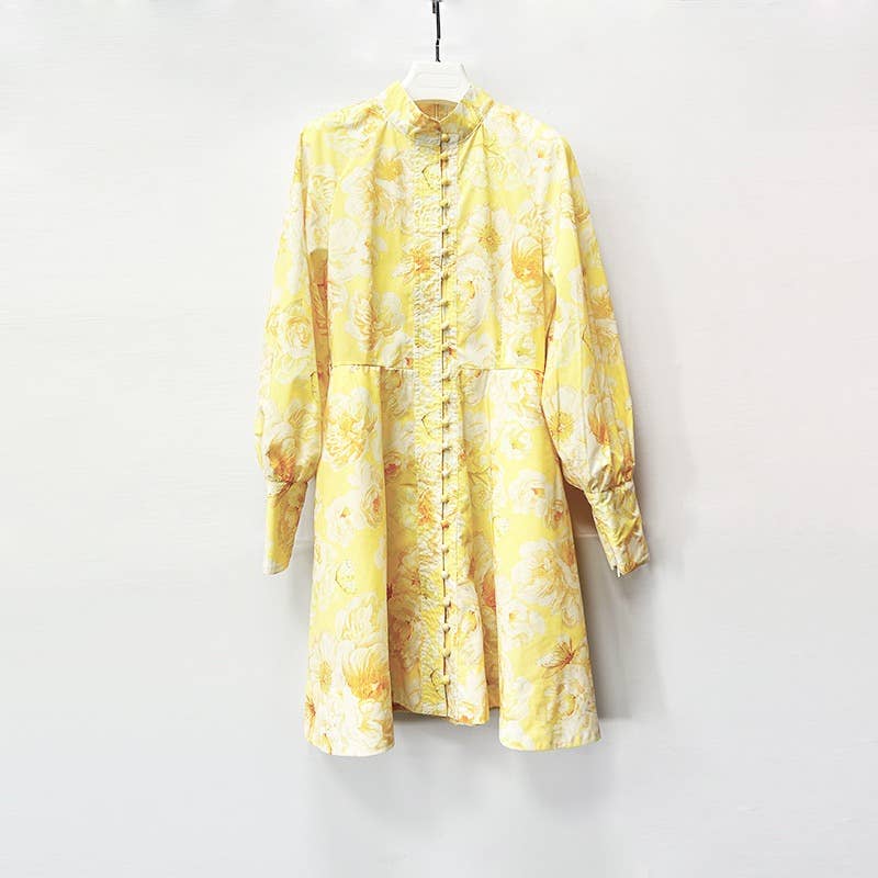 Lantern Sleeve Belted Dress