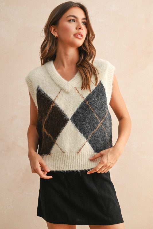 Argle Pattern Sweater Vest