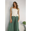 CONTRAST SHOUDER BAND RUFFLE TOP