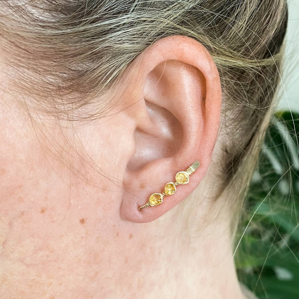 Stay Golden Citrine Ear Climbers