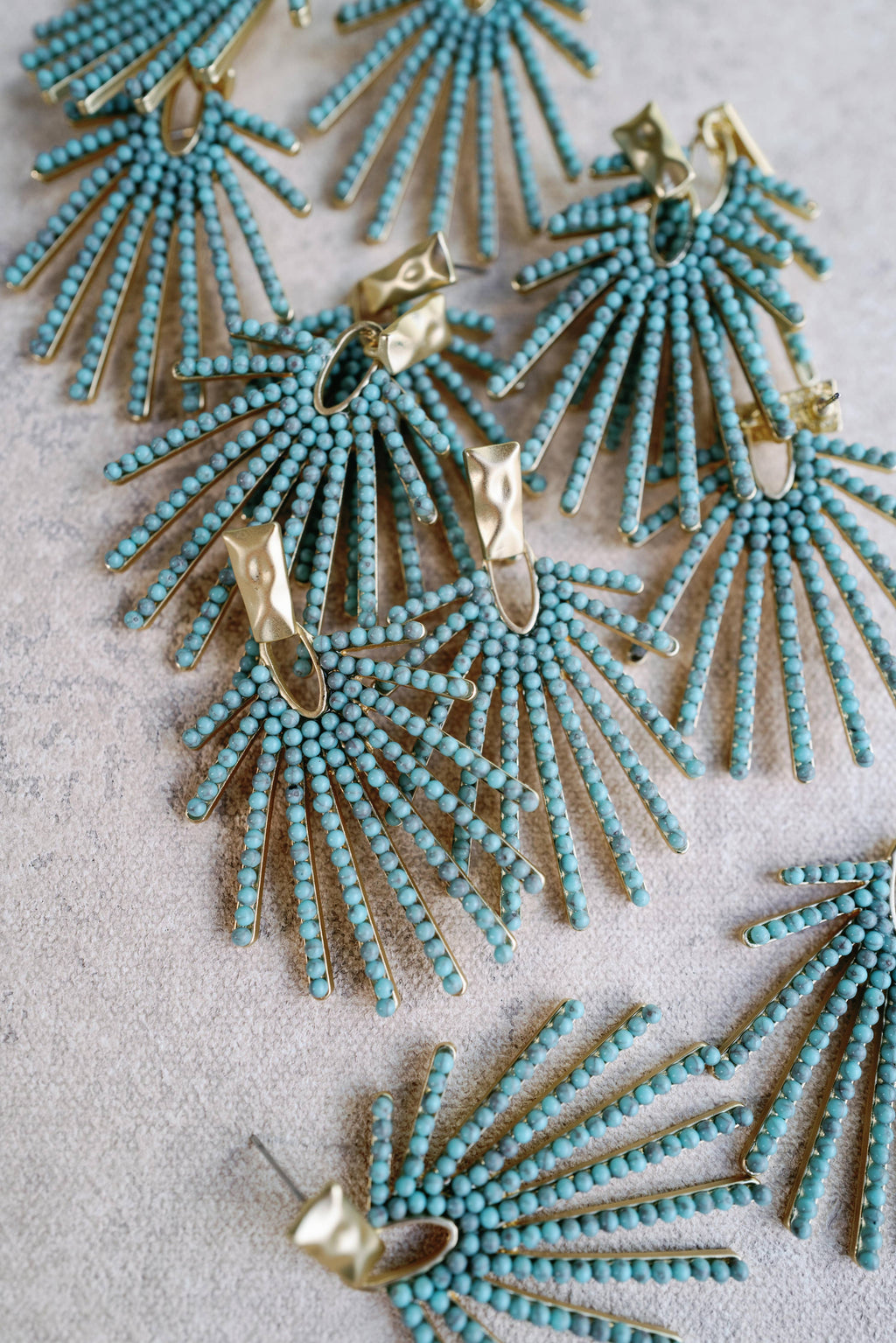 Turquoise Sunburst Statement Drop Earrings