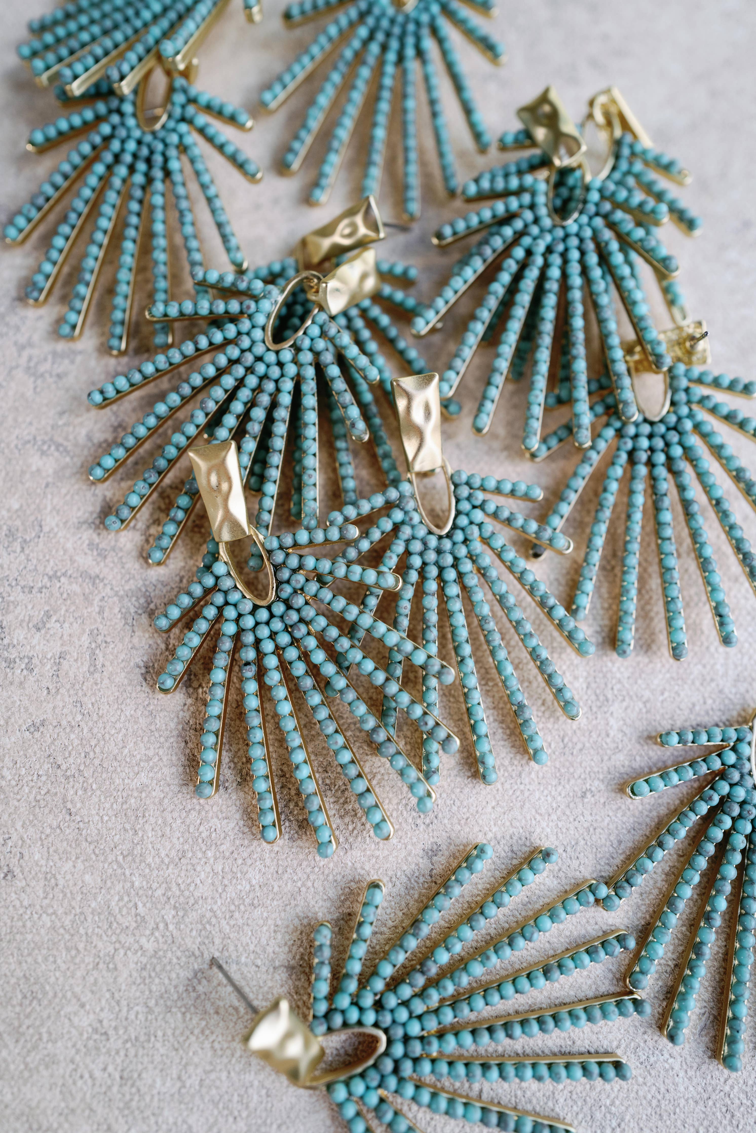 Turquoise Sunburst Statement Drop Earrings