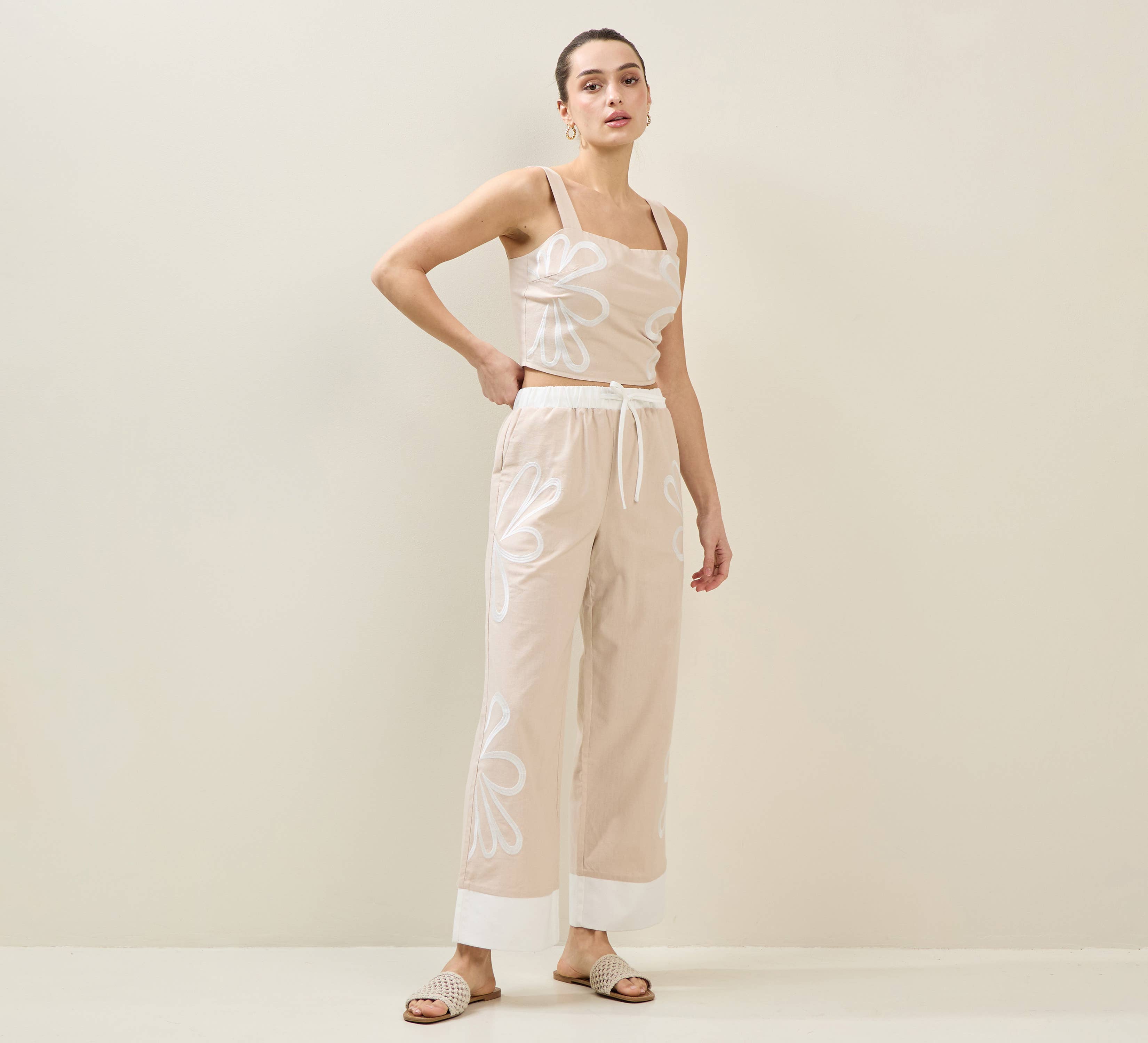 Flower Linen-blend Set