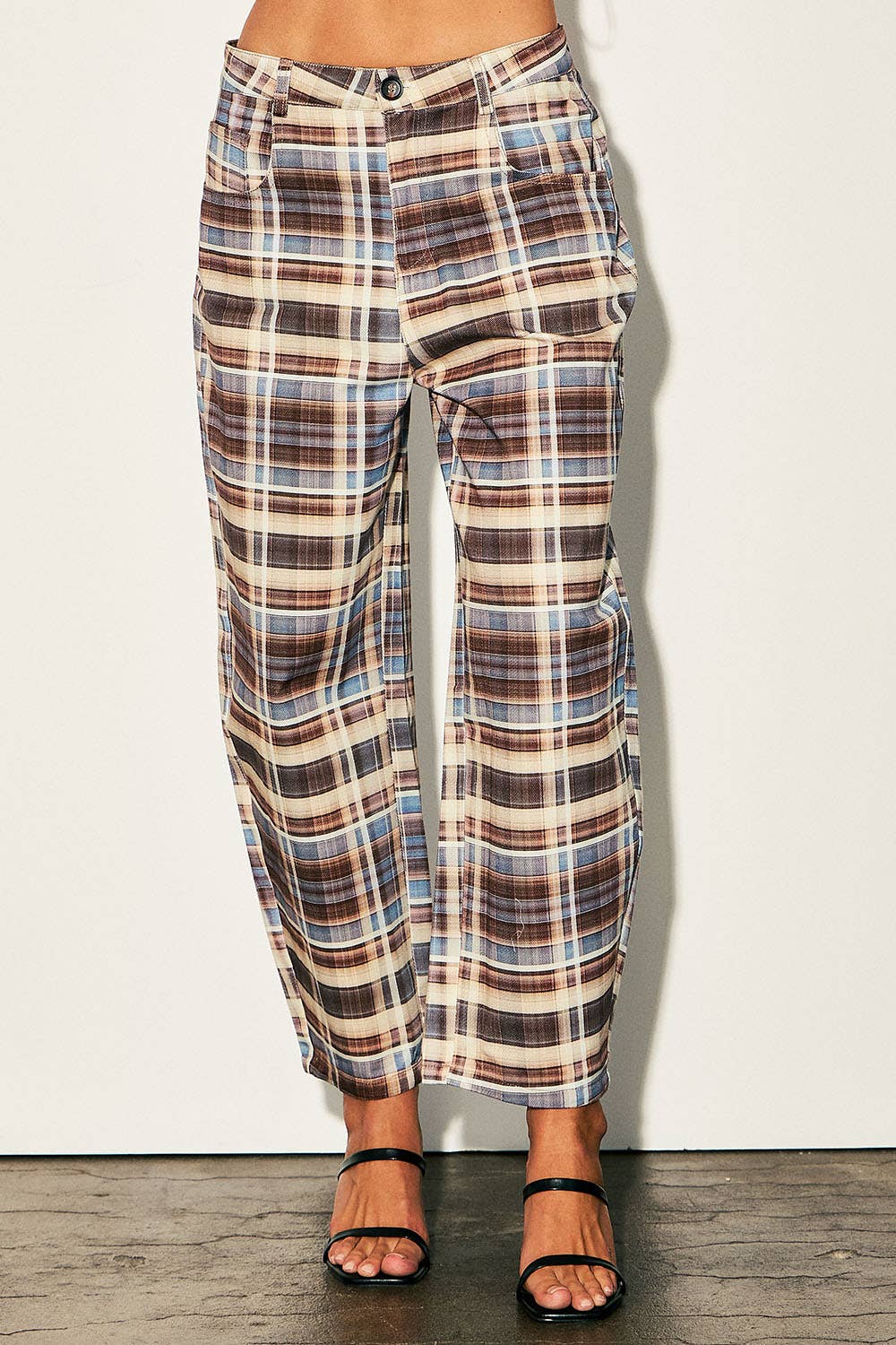Plaid Halter Vest & Barrel Leg Pants