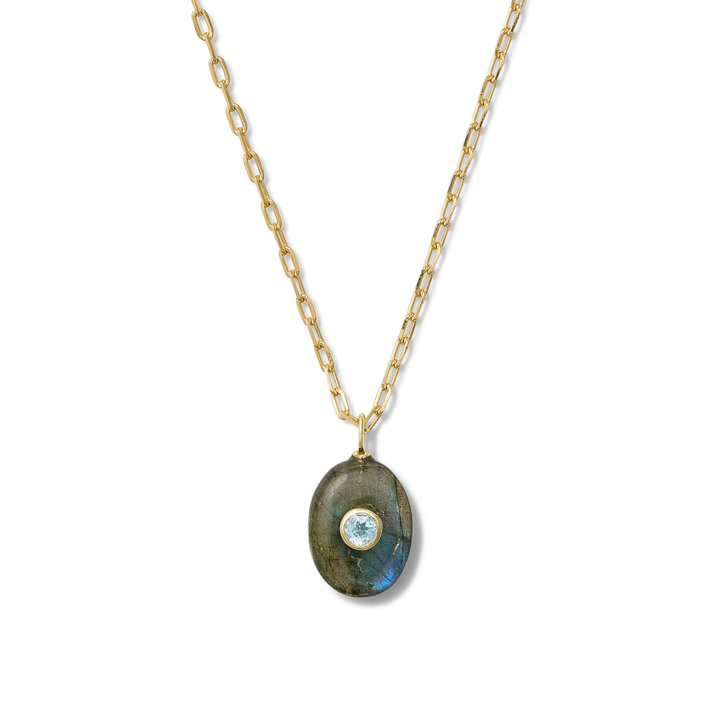 Labradorite + Blue Topaz Lumiere Sterling Oval Pendant