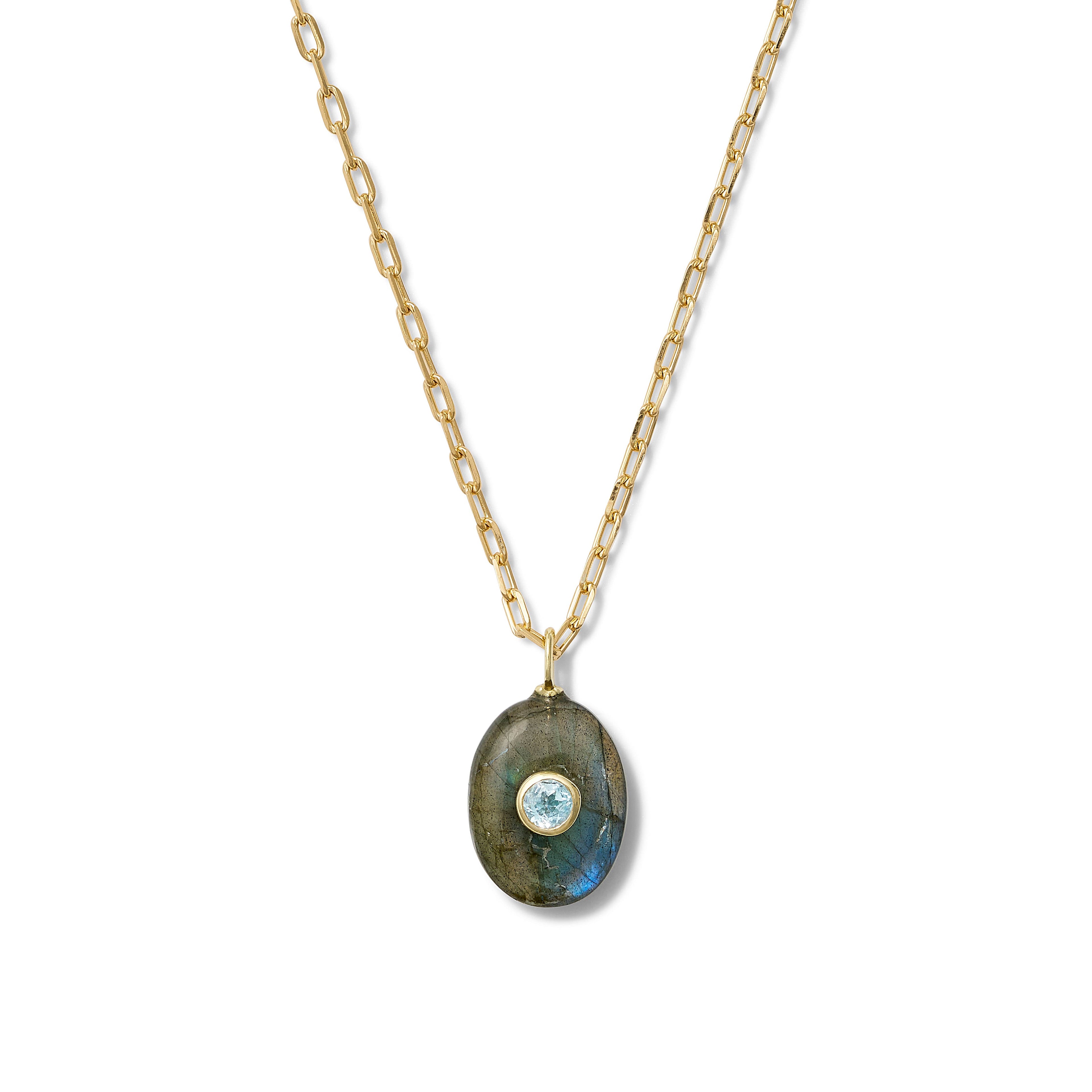 Labradorite + Blue Topaz Lumiere Sterling Oval Pendant