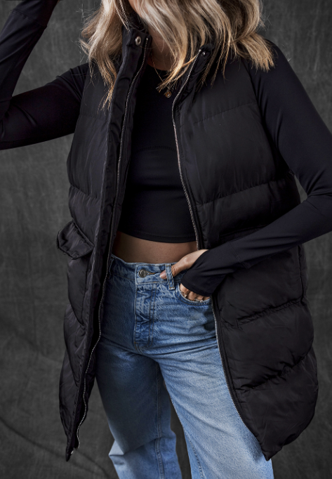 Windproof Full Zipper Puffer Vest