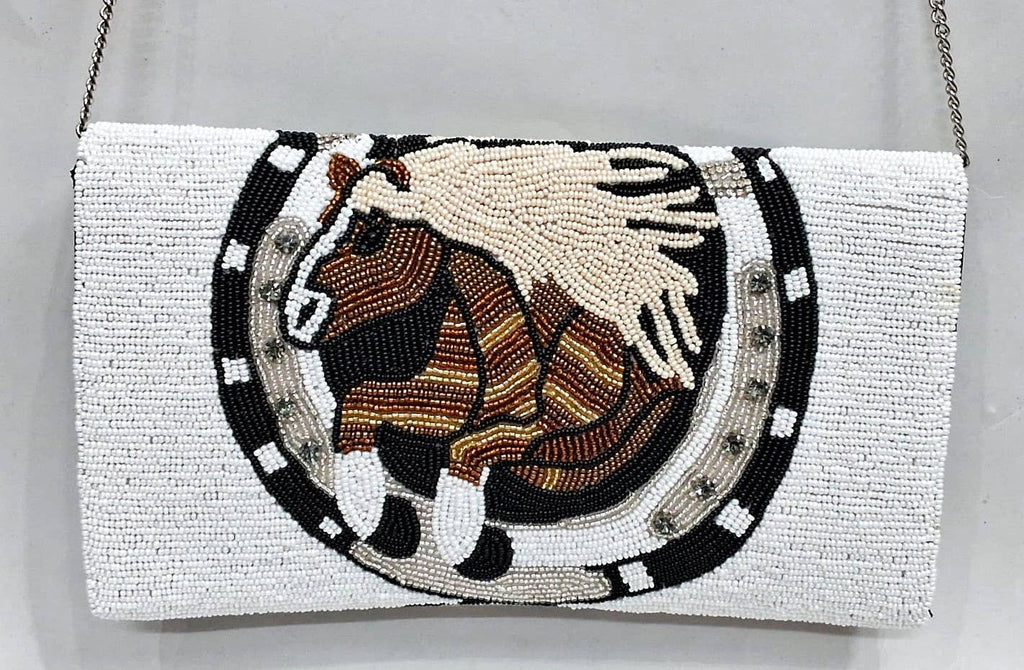 A BEADED BAG SATLLION  HORSE CLUTCH