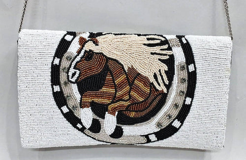 A BEADED BAG SATLLION  HORSE CLUTCH