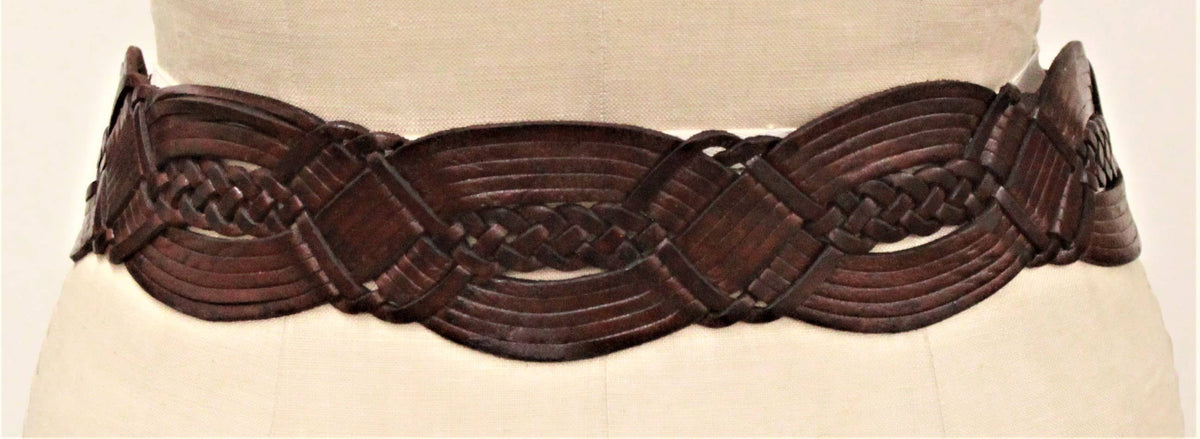 Brown Braided Tie Leather Belt (M/L)